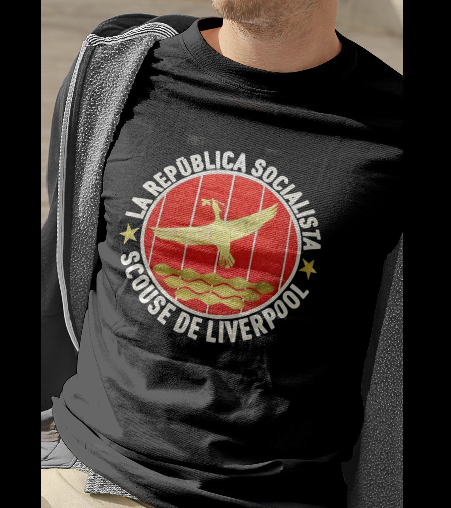 La Republica Socialista Scouse De Liverpool Bird And Waves Star T-Shirt