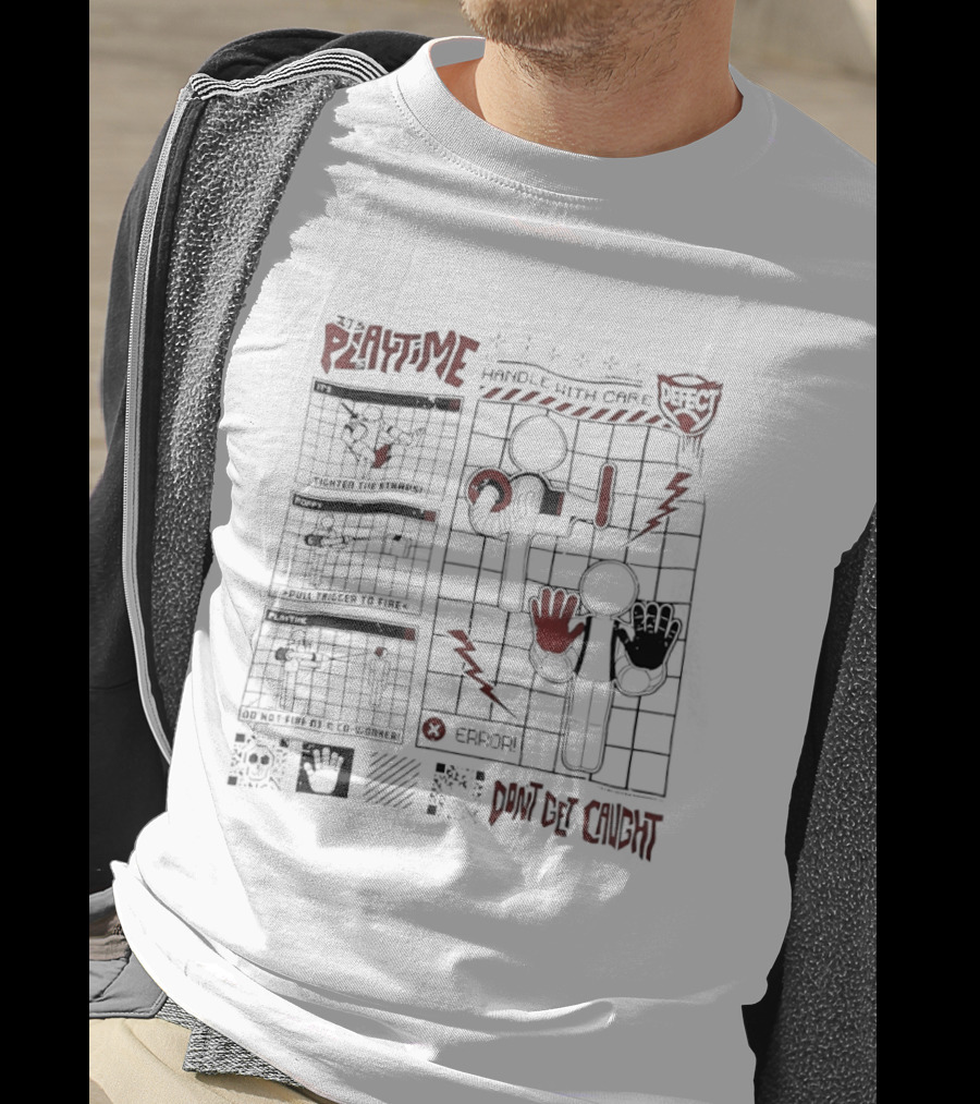 Playtime Handle With Care Don't Get Caught Maze Puzzle Lightning Hands T-Shirt