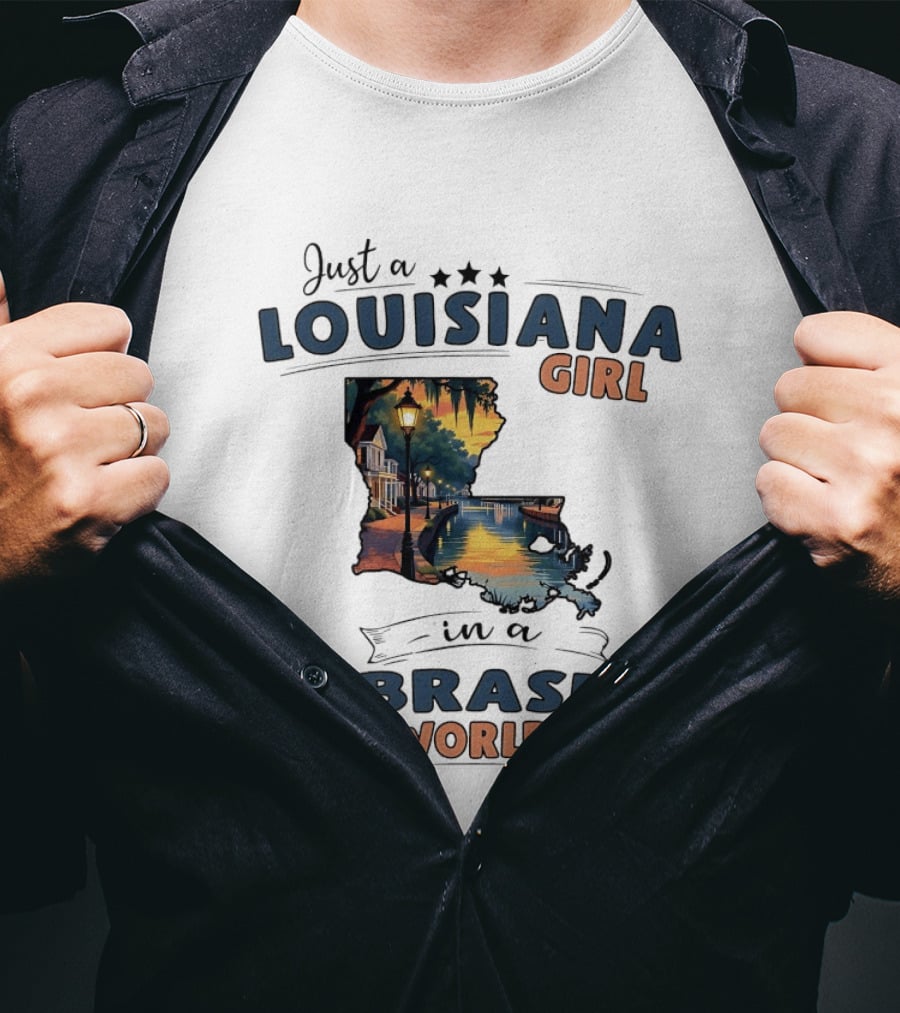Just A Louisiana Girl In A Nebraska World Scenic Reflection T-Shirt