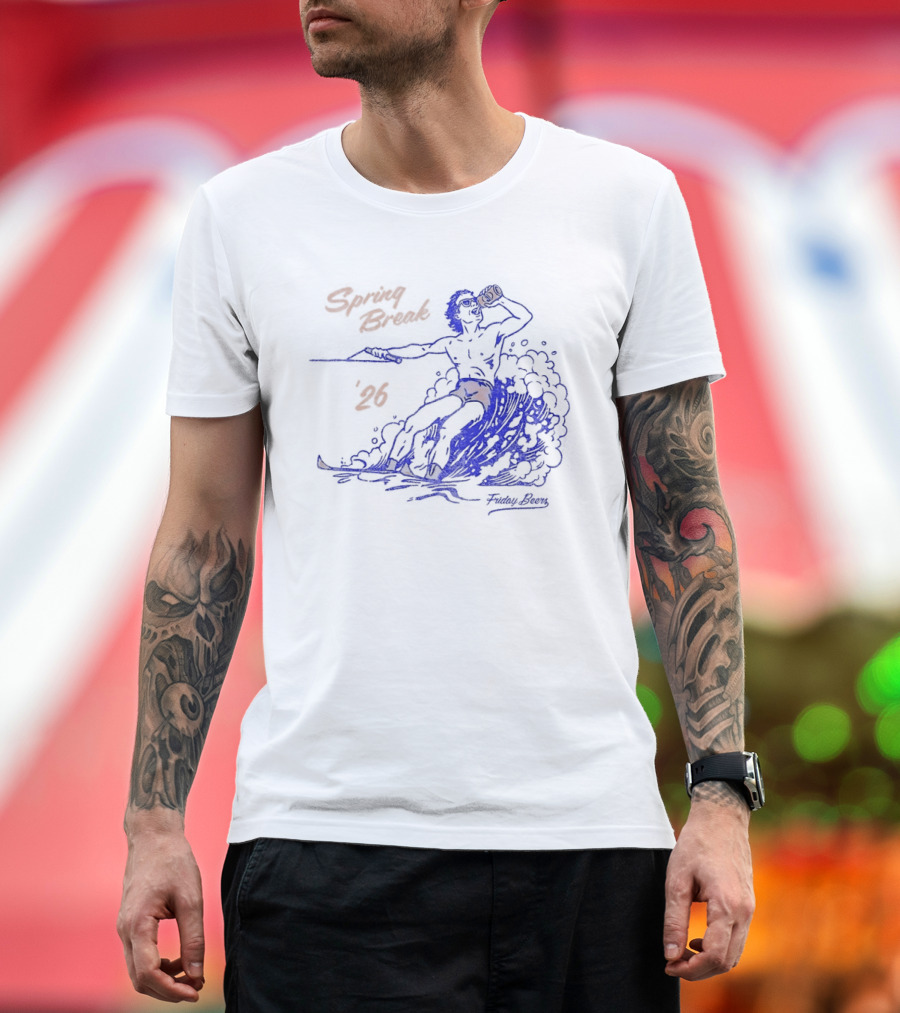 Spring Break 26 Man Surfing Drinking Friday Beers T-Shirt