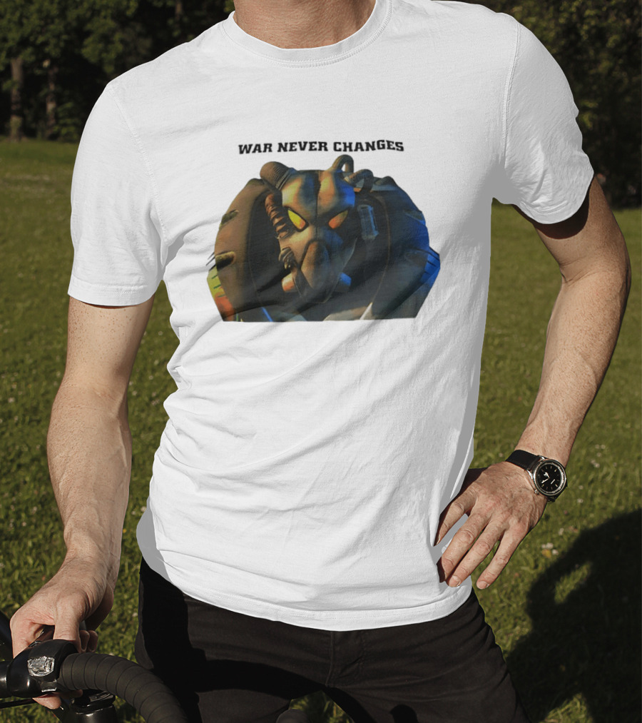 War Never Changes Enclave Power Armor Iconic Fallout Gaming T-Shirt