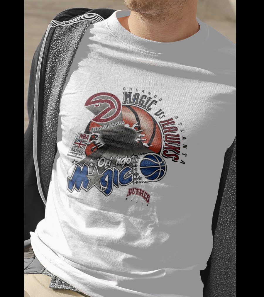 Orlando Magic Vs Atlanta Hawks NBA London 1993 Basketball Event T-Shirt