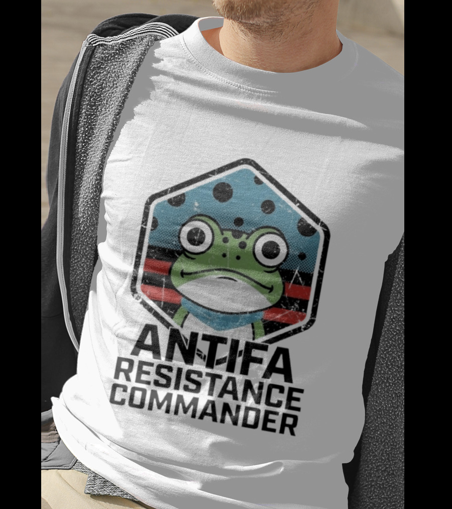 Antifa Resistance Commander Frog Hexagon T-Shirt