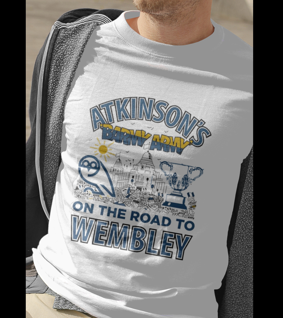 Atkinson's Barmy Army On The Road To Wembley Owl And Trophy Scene T-Shirt