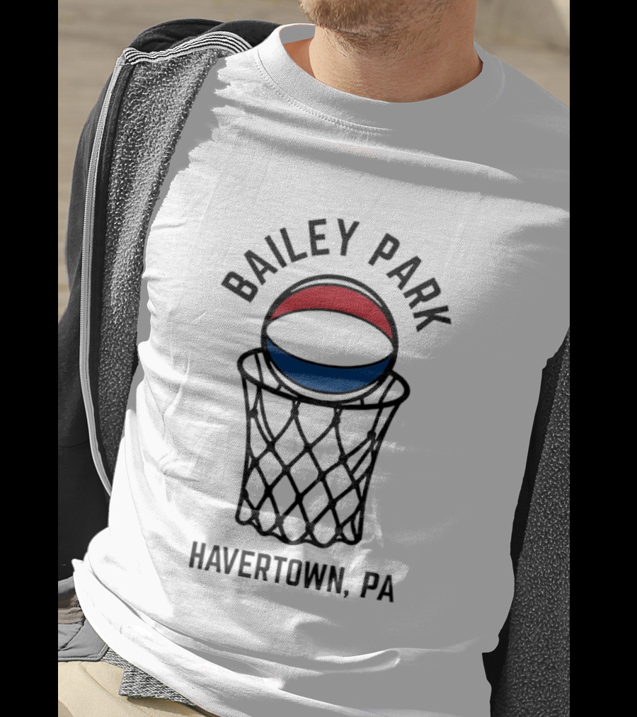 Bailey Park Havertown PA Basketball Hoop Red Blue White Ball T-Shirt