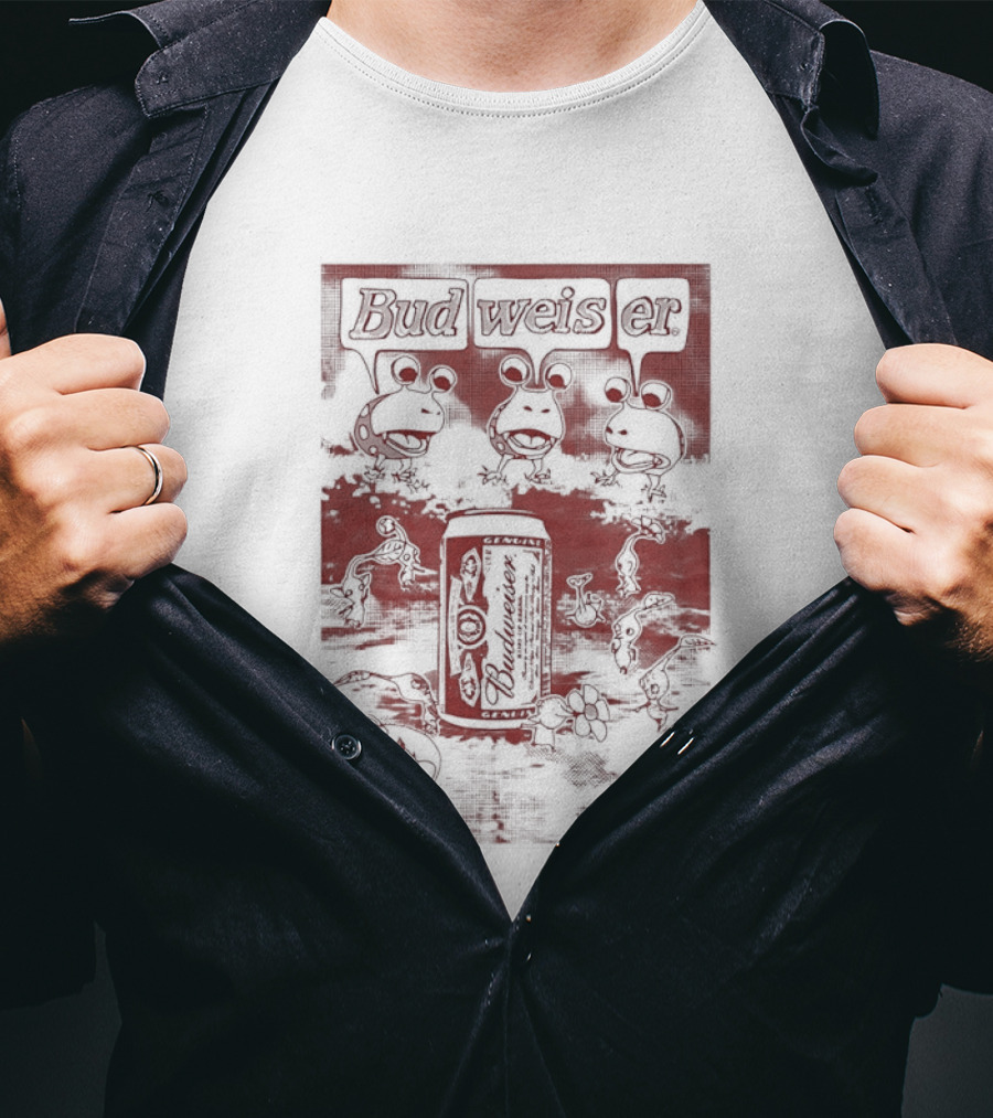 Budweiser Pikmin Crossover With Iconic Characters And Beer Can T-Shirt