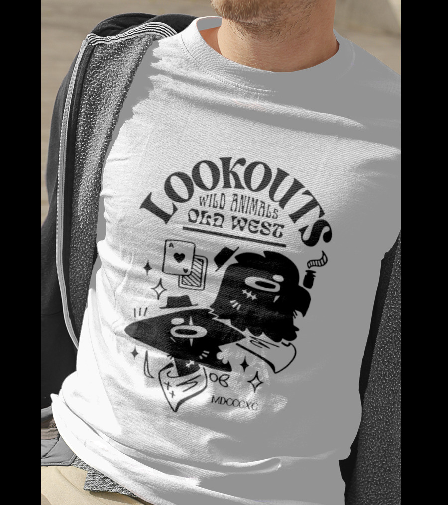 Lookouts Wild Animals Old West Card Game MDCCCXC T-Shirt