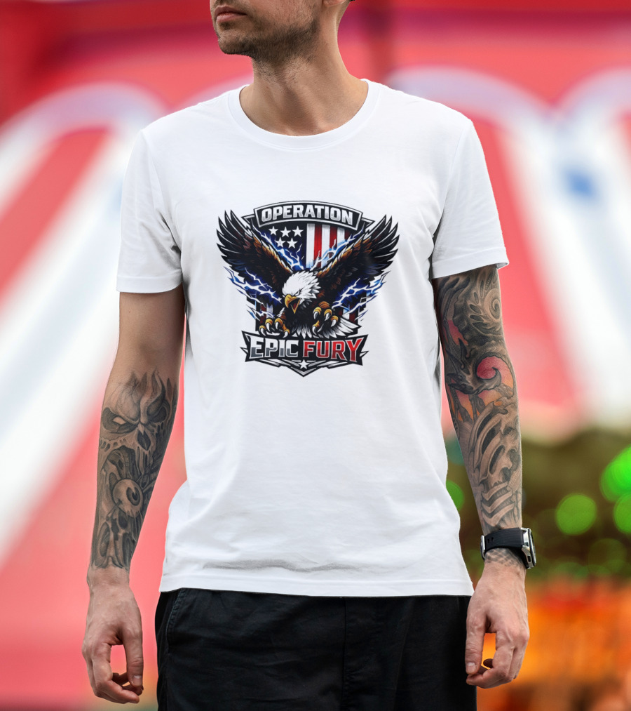 Operation Epic Fury Eagle American Flag Power T-Shirt