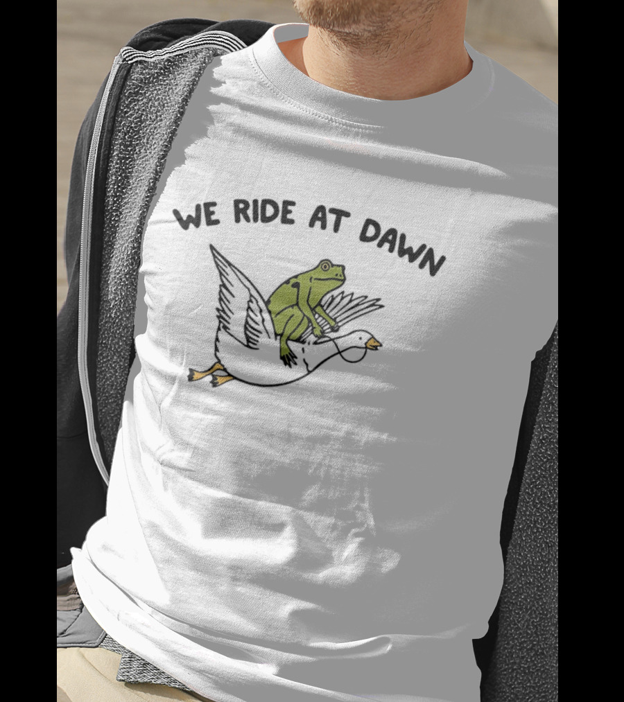 We Ride At Dawn Frog Riding Goose T-Shirt