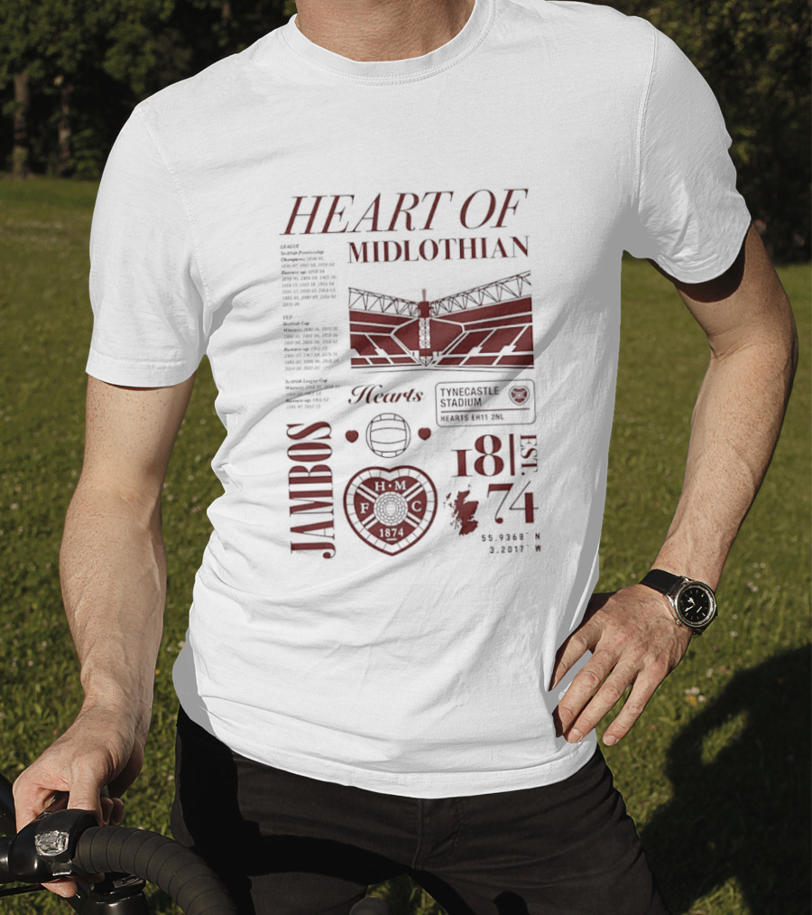 Heart Of Midlothian Jambos Est 1874 Scottish Football Club T-Shirt