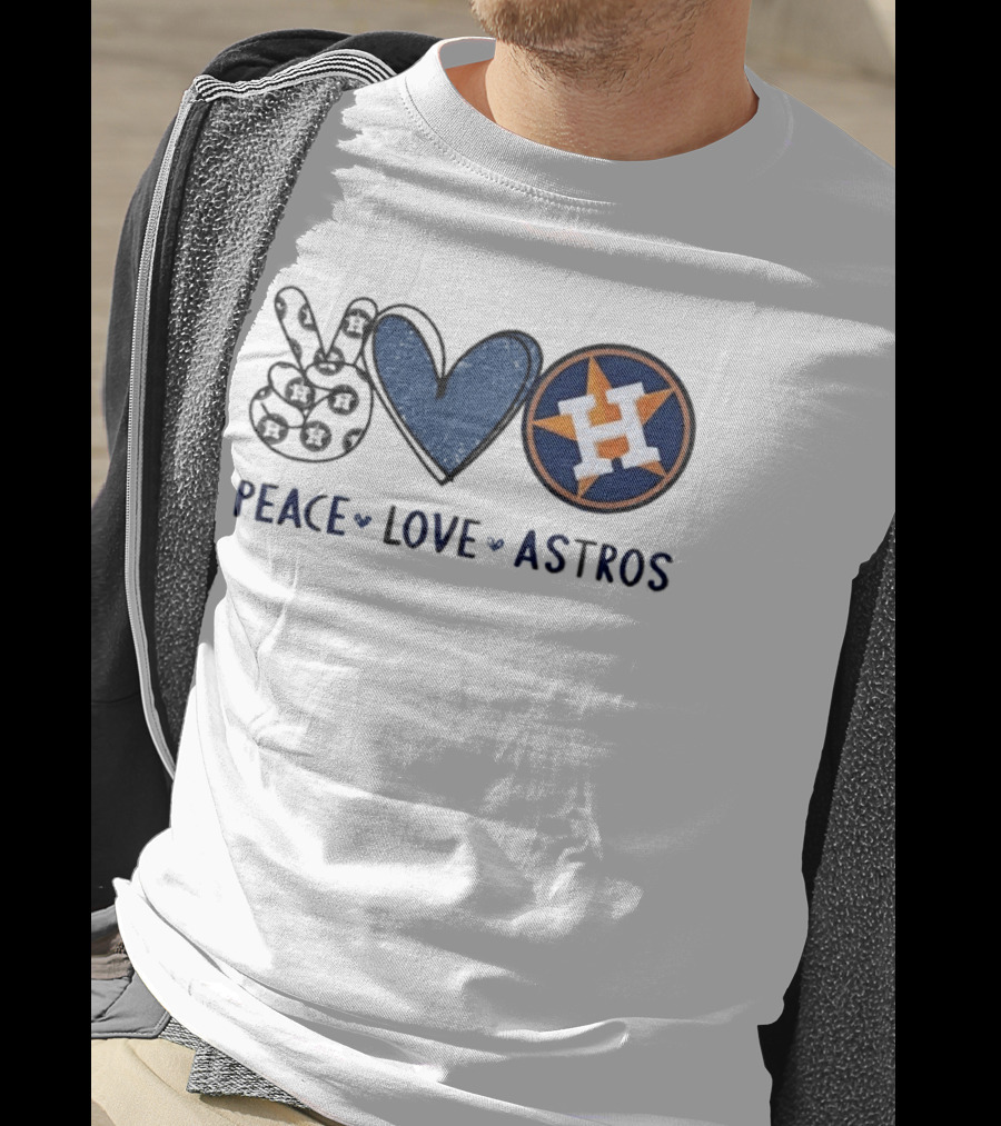 Peace Love Astros Hand Sign Heart Shape Houston Team T-Shirt
