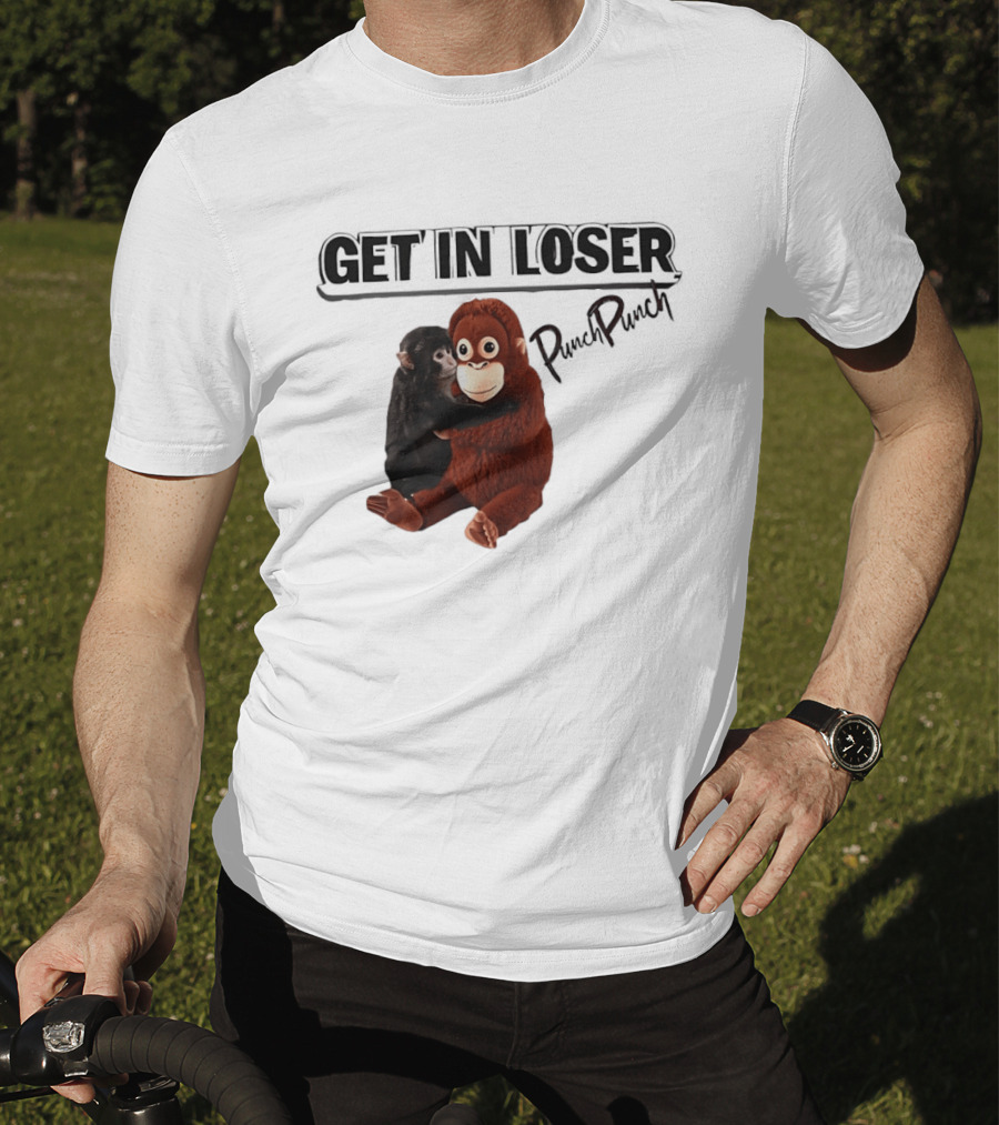 Punch Monkey Get In Loser Funny PopPiPi T-Shirt