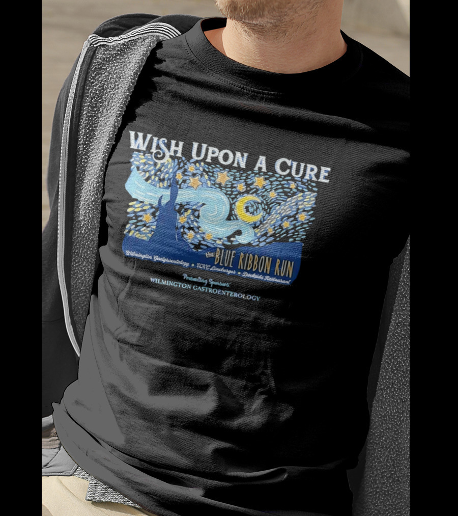 Wish Upon A Cure Blue Ribbon Run Wilmington Gastroenterology Event T-Shirt