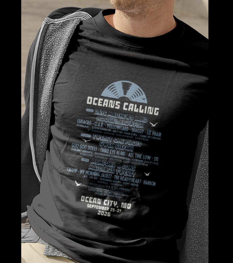Oceans Calling Festival OCMD 2026 Ocean City MD Dave Matthews Band Hootie The Blowfish Twenty One Pilots John Mayer September T-Shirt