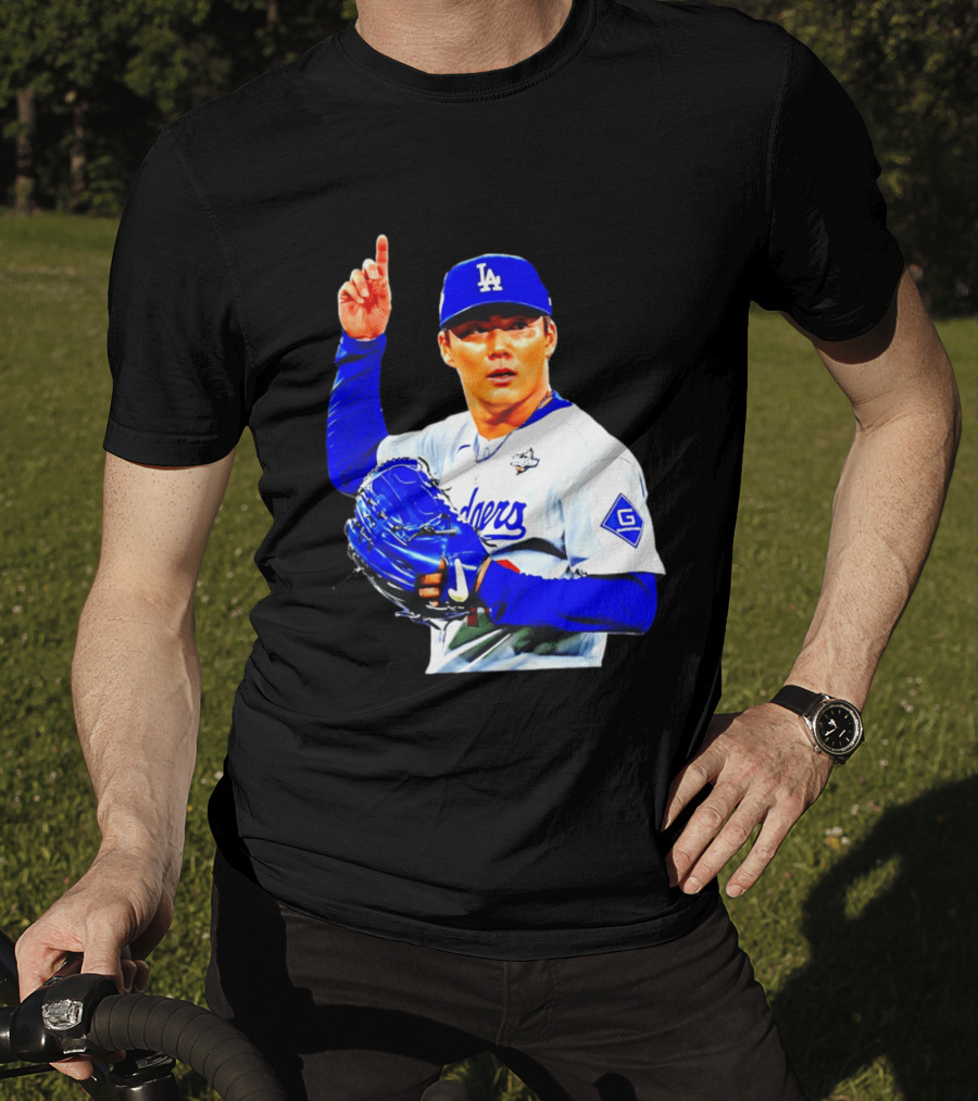 Yoshinobu Yamamoto '26 Los Angeles Dodgers Player Blue Glove T-Shirt