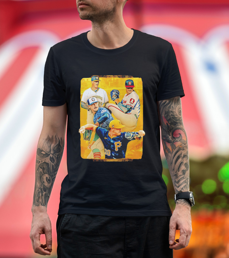 Paul Skenes Pitching Collage Pittsburgh Pirates 2026 T-Shirt