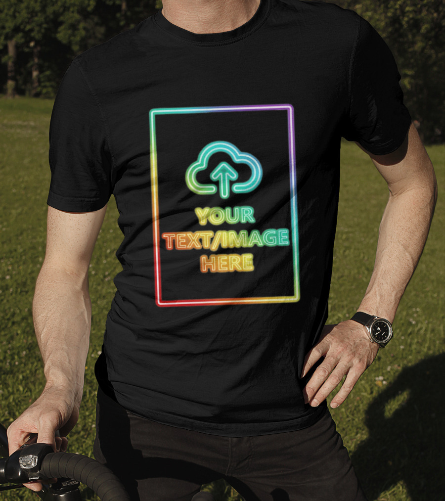 Your Text Image Here Neon Light Cloud Upload T-Shirt
