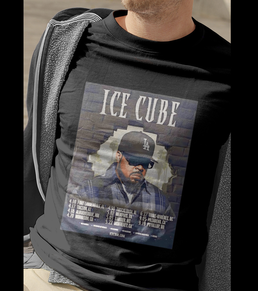 Ice Cube 4 Decades Of Attitude Tour 2026 North America Tour Dates And Locations T-Shirt