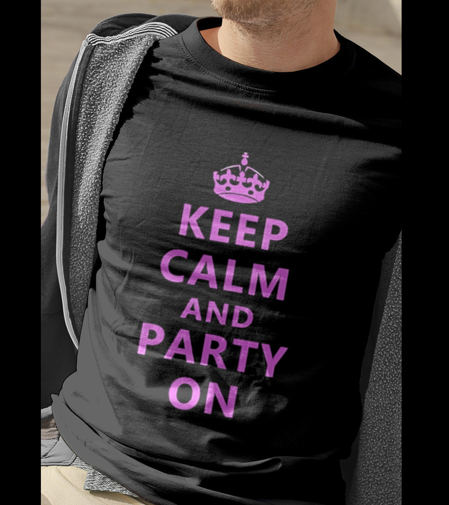 Keep Calm And Party On Pink Crown T-Shirt