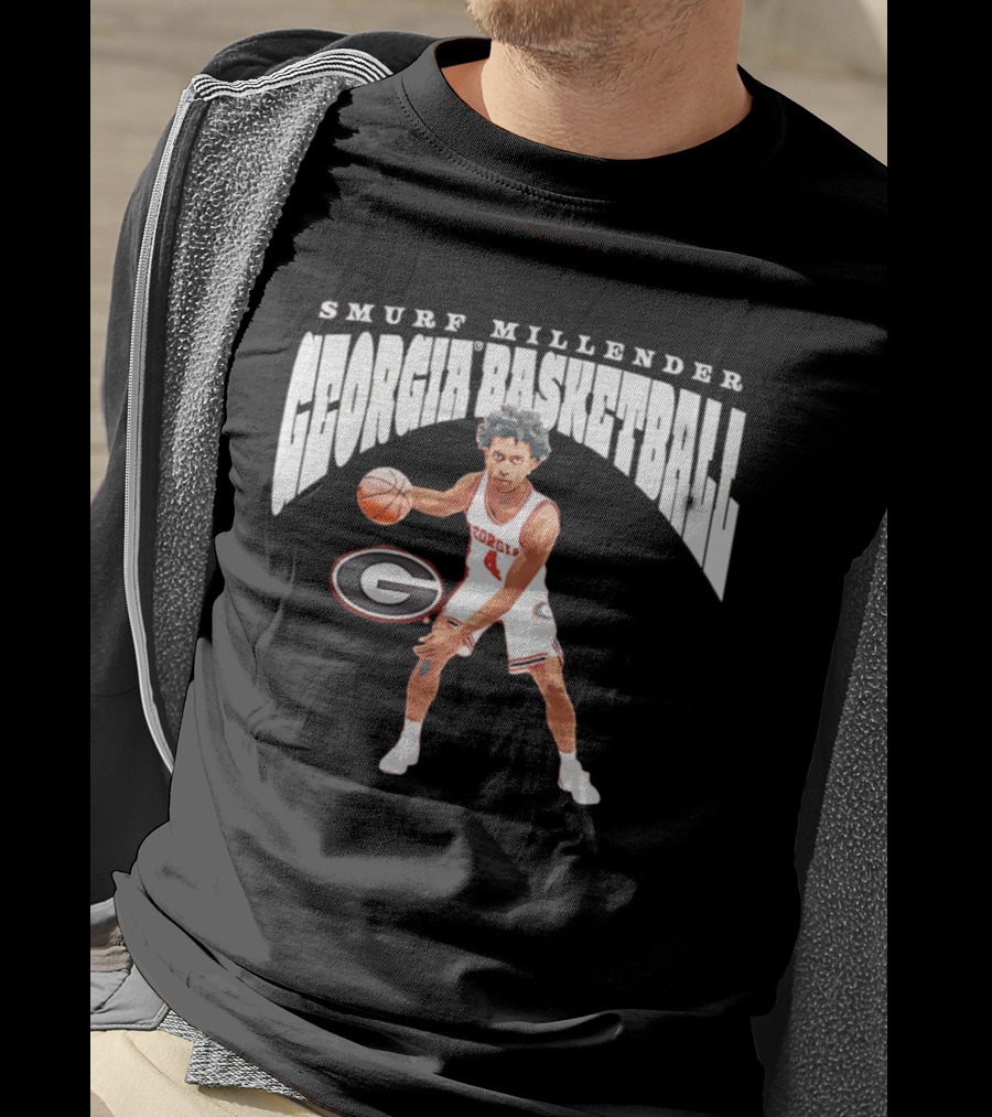 Georgia Bulldogs Smurf Millender Player Collage Basketball Team Merch T-Shirt