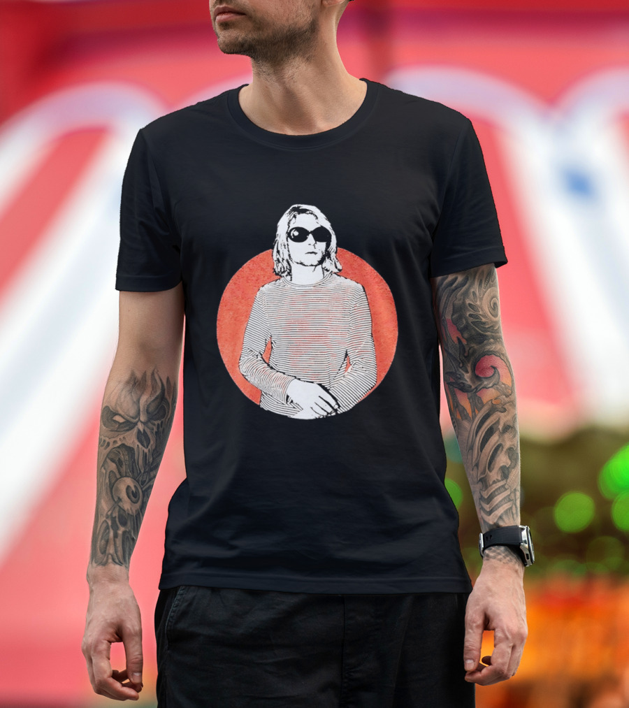 Kurt Cobain Striped Long Sleeve with Sunglasses T-Shirt