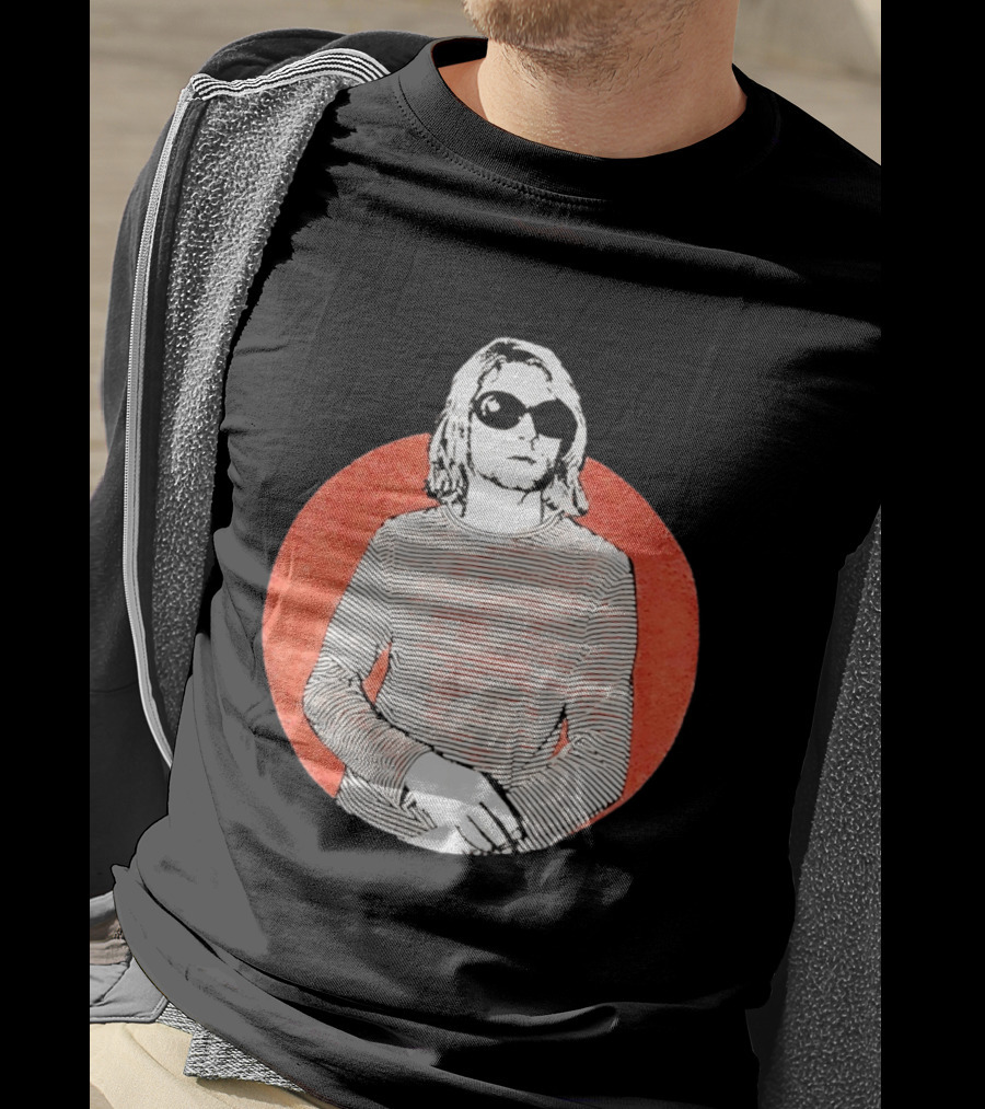 Kurt Cobain Striped Long Sleeve With Sunglasses T-Shirt