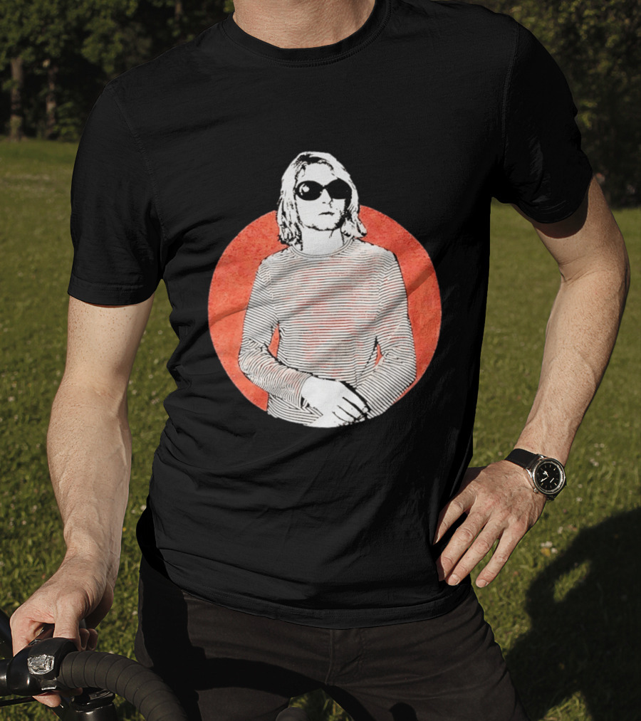Kurt Cobain Striped Long Sleeve With Sunglasses T-Shirt