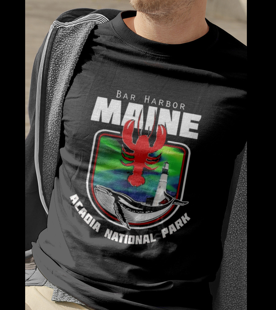 Bar Harbor Maine Acadia National Park Lobster Whale Lighthouse T-Shirt