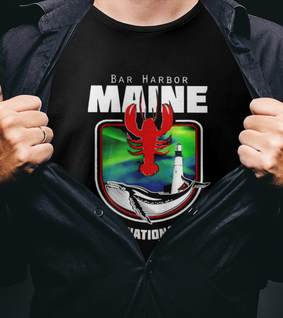 Bar Harbor Maine Acadia National Park Lobster Whale Lighthouse T-Shirt