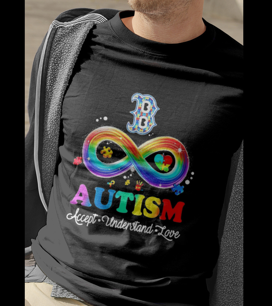 Boston Red Sox Autism Spectrum Infinite Support Accept Understand Love T-Shirt