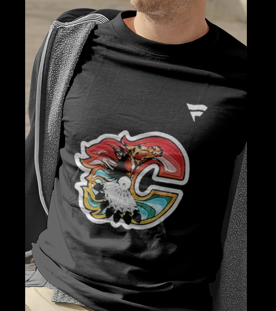 Calgary Flames Hockey Native Tribute C Logo Celebration T-Shirt