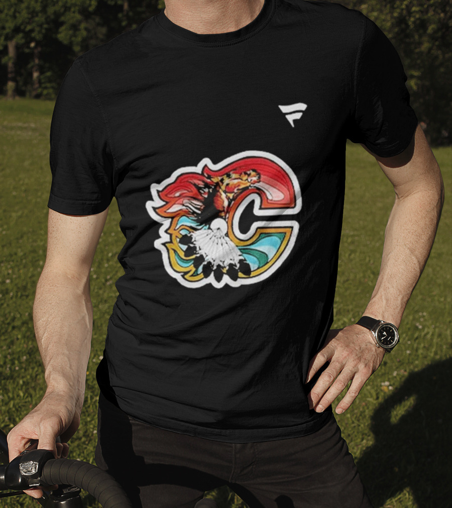 Calgary Flames Hockey Native Tribute C Logo Celebration T-Shirt