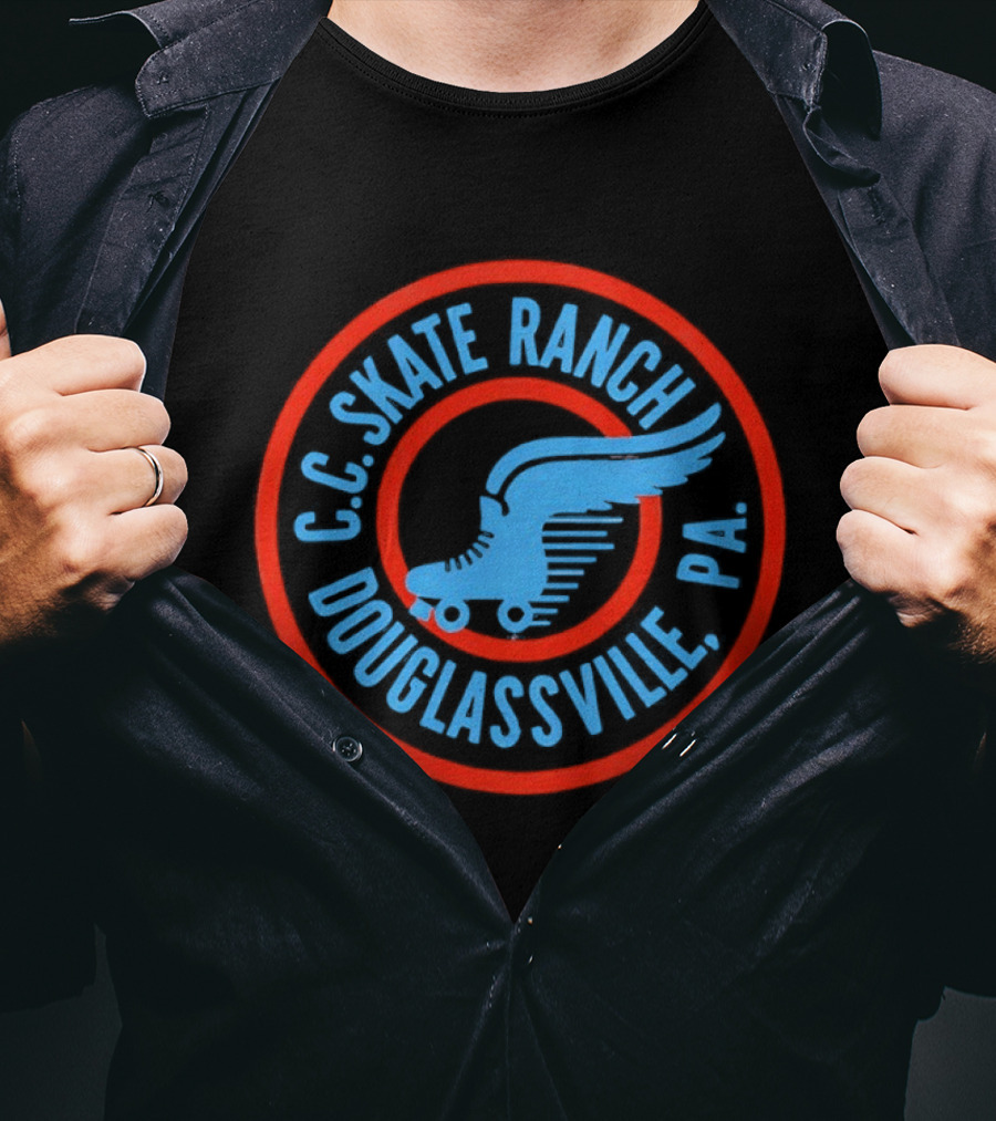 C.C. Skate Ranch Douglassville PA Roller Skate Wings T-Shirt