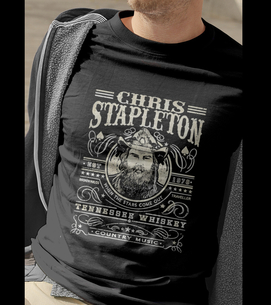 Chris Stapleton Tennessee Whiskey When The Stars Come Out Broken Halos Traveller Country Music T-Shirt