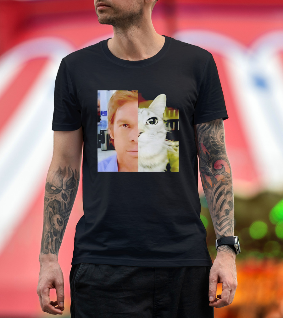 Dexter Morgan Cat Mashup Face Fusion T-Shirt