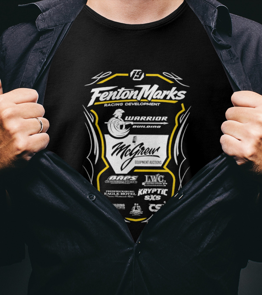 Fenton Marks Racing Development Warrior Building McGrew Equipment Auctions McGrath Racing Support ASCS DIRTcar UMP Racing T-Shirt