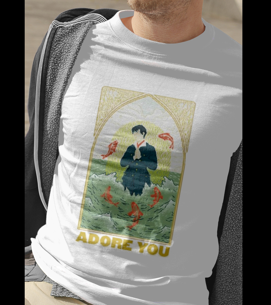 Adore You Iconic Pose Surrounded By Fish And Waves T-Shirt