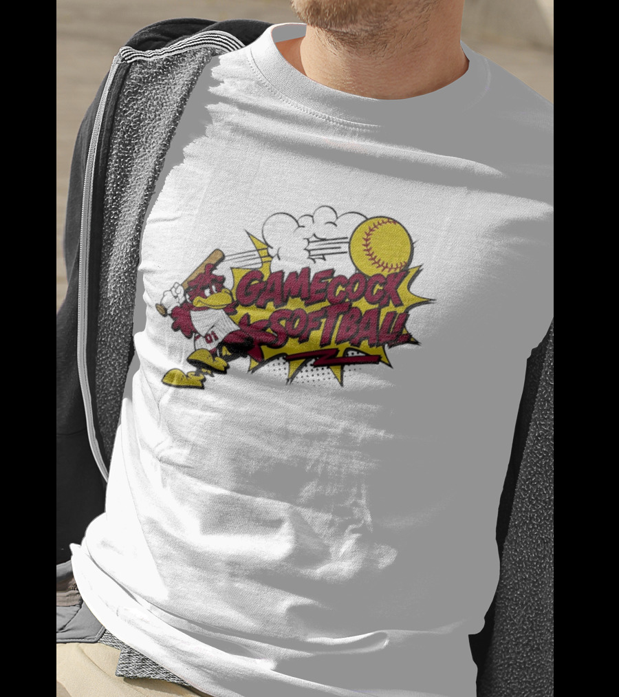 Gamecock Softball Cartoon Player Batting With Ball T-Shirt
