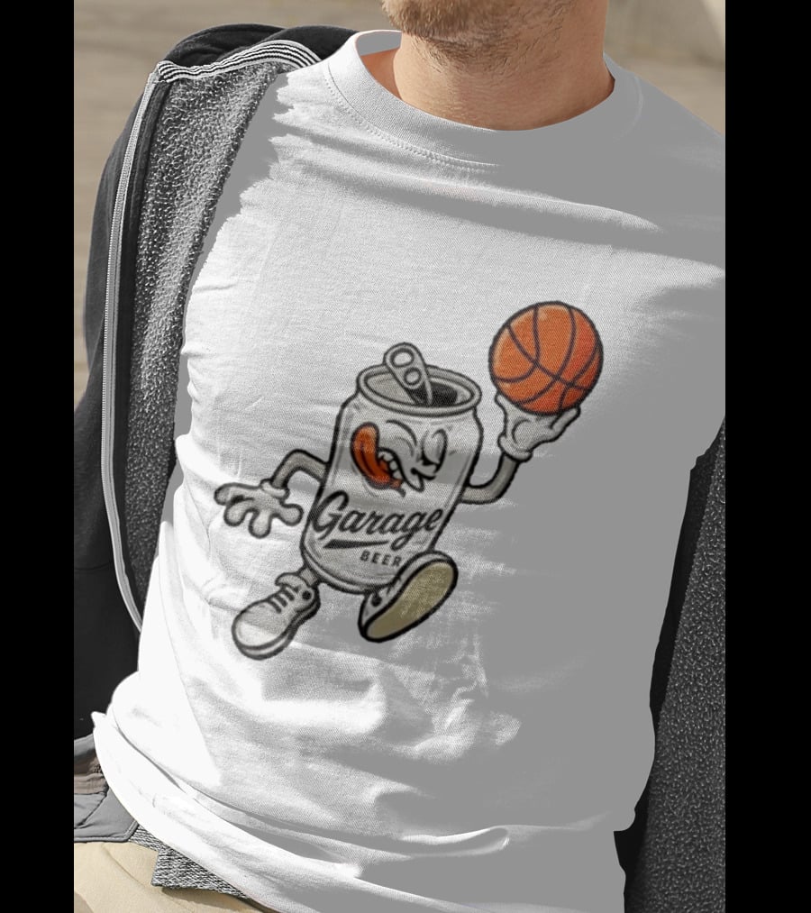 Garage Beer Can Basketball Cartoon T-Shirt