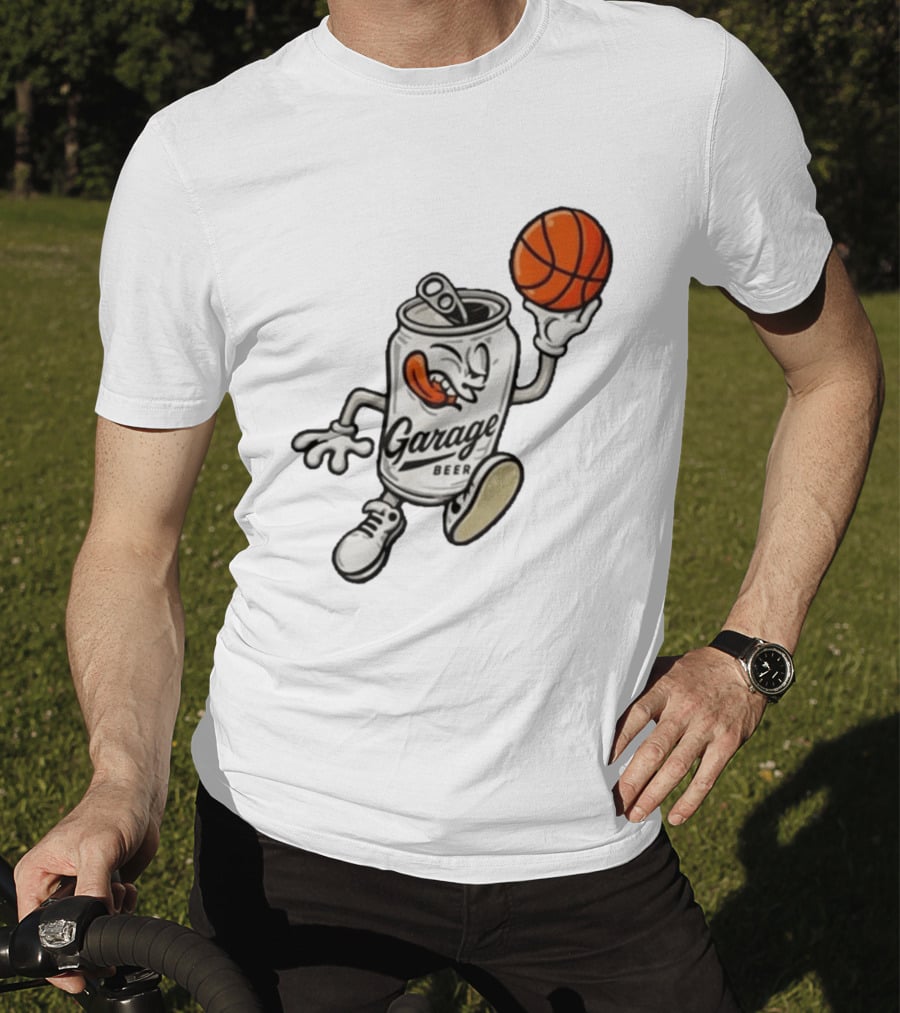 Garage Beer Can Basketball Cartoon T-Shirt