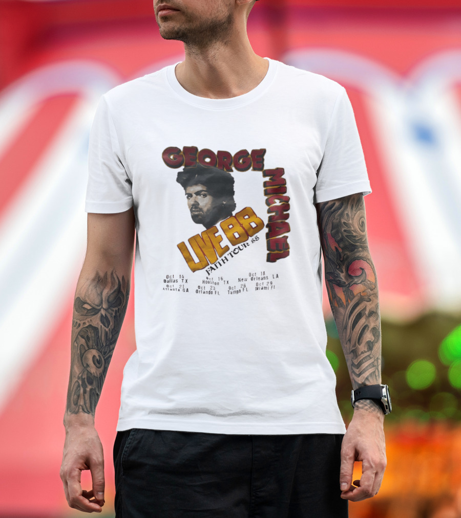 George Michael Live 88 Faith Tour 1988 Wembley Birmingham Glasgow Paris Dortmund Rotterdam T-Shirt