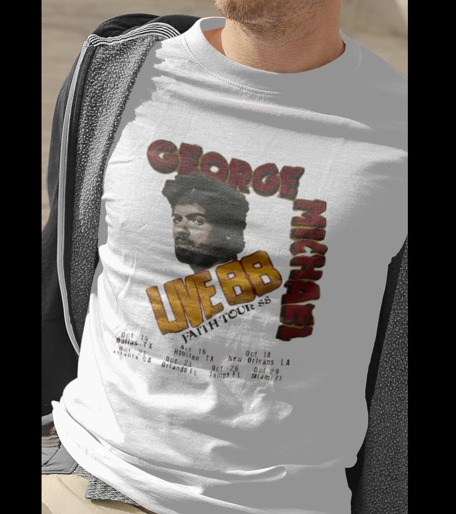 George Michael Live 88 Faith Tour 1988 Wembley Birmingham Glasgow Paris Dortmund Rotterdam T-Shirt