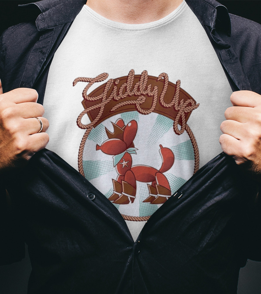 Giddy Up Balloon Horse Rope Circle Star Bandana Spurs T-Shirt