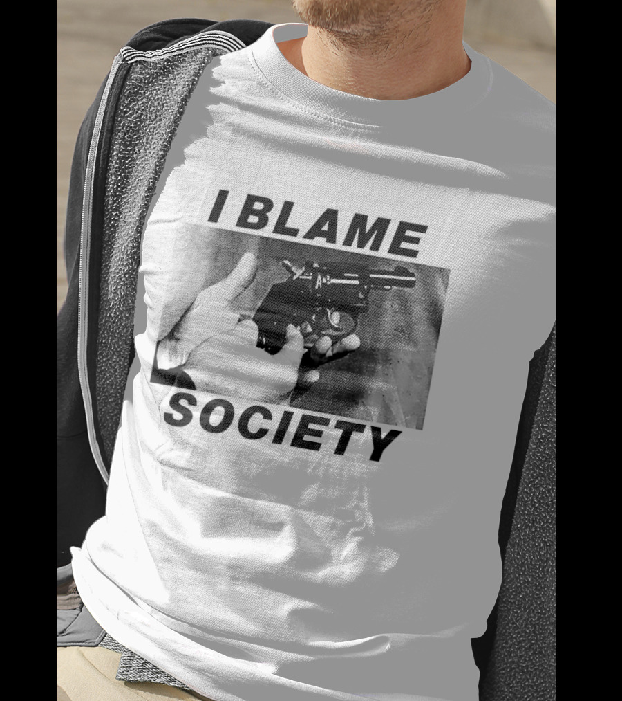 I Blame Society Raised Middle Finger Attitude T-Shirt