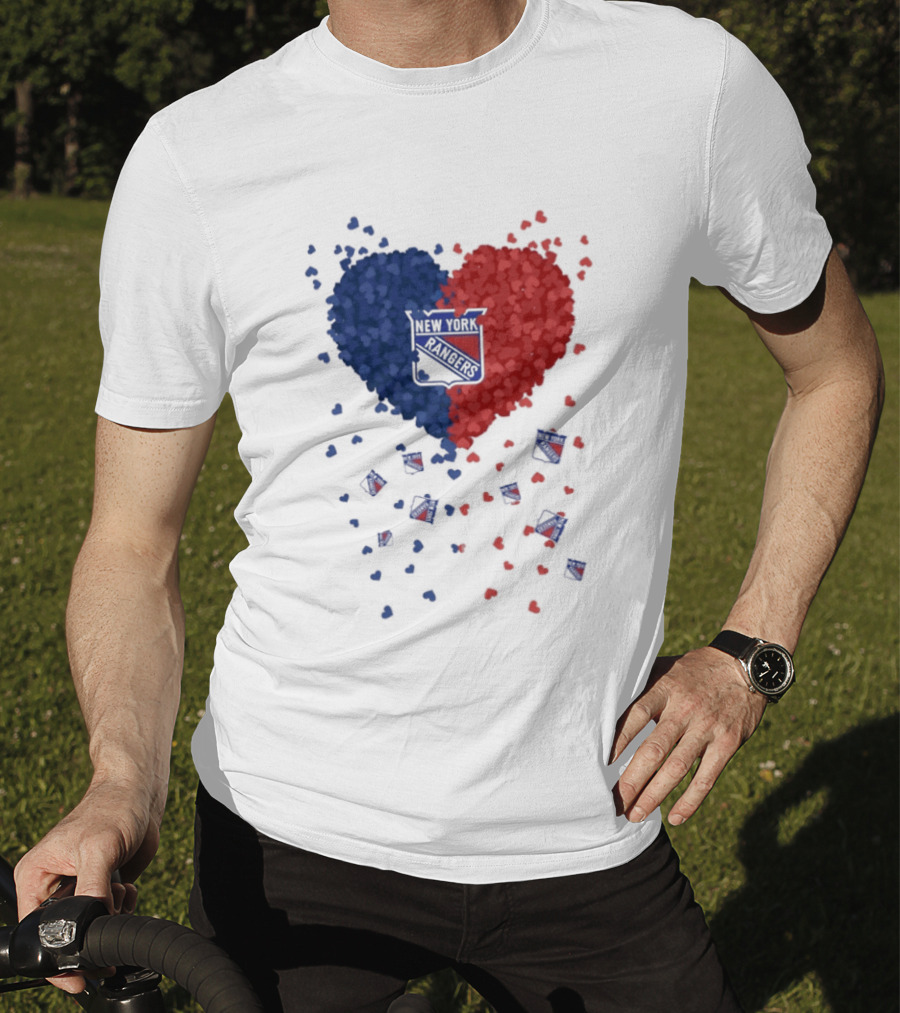 New York Rangers Heart Shaped Emblem With Blue And Red T-Shirt