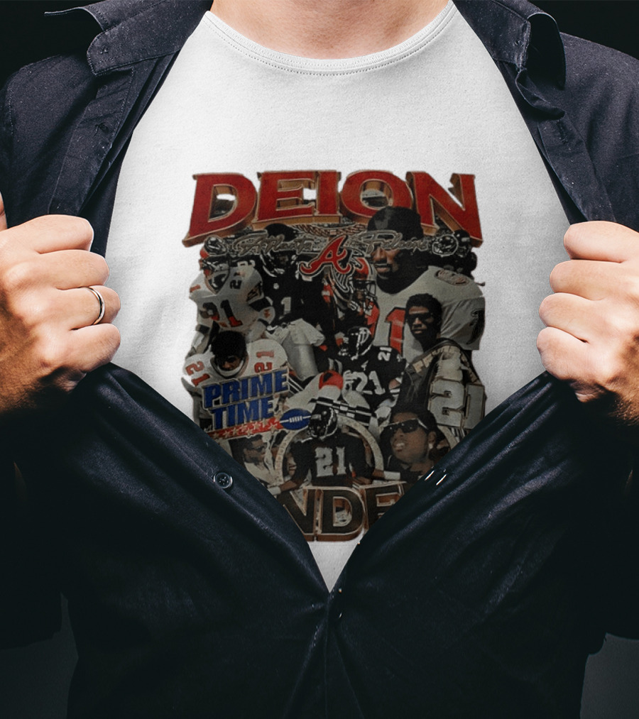 Deion Sanders Prime Time Atlanta Falcons Football 21 T-Shirt