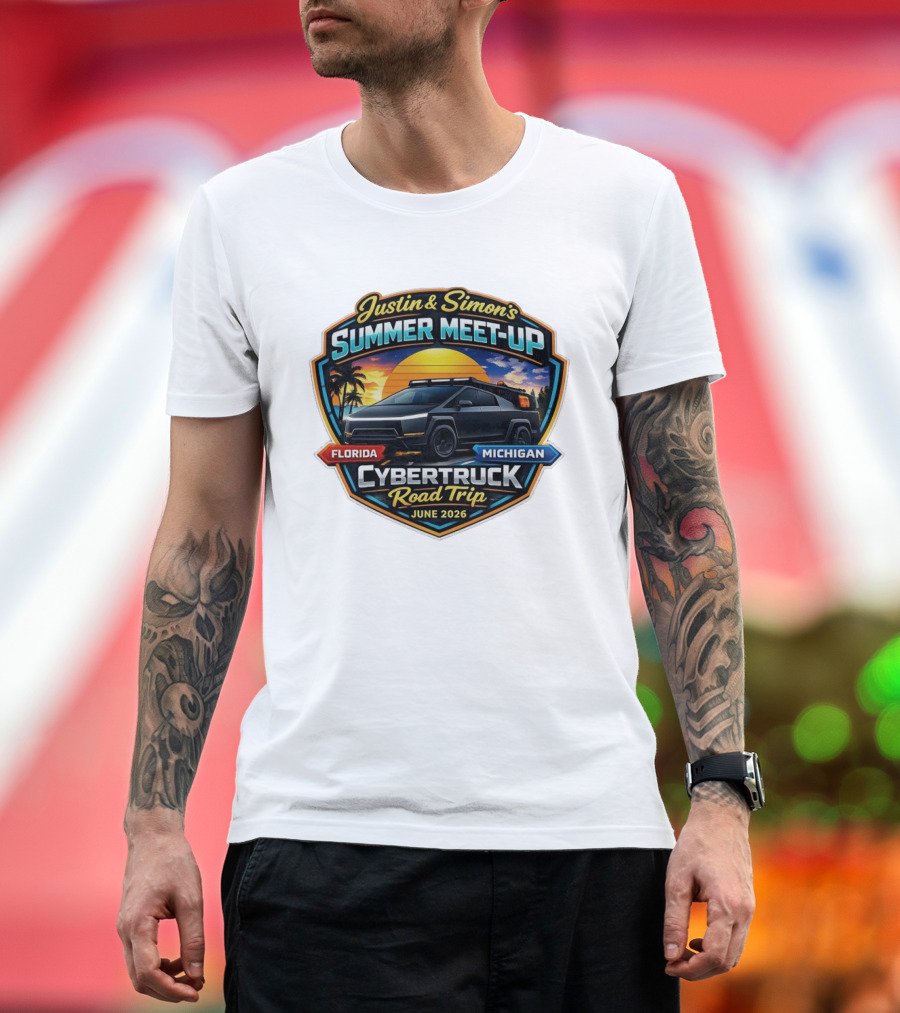 Justin And Simon's Summer Meet Up Cybertruck Road Trip Florida Michigan June 2026 T-Shirt