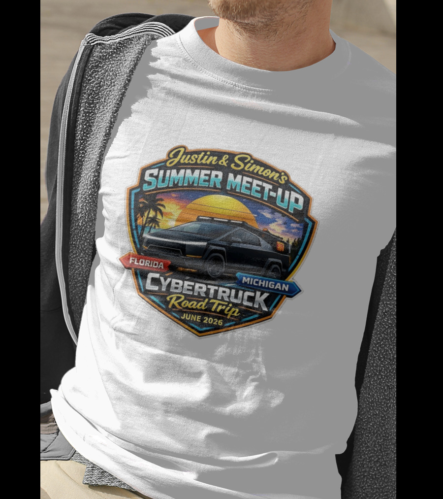 Justin And Simon's Summer Meet Up Cybertruck Road Trip Florida Michigan June 2026 T-Shirt