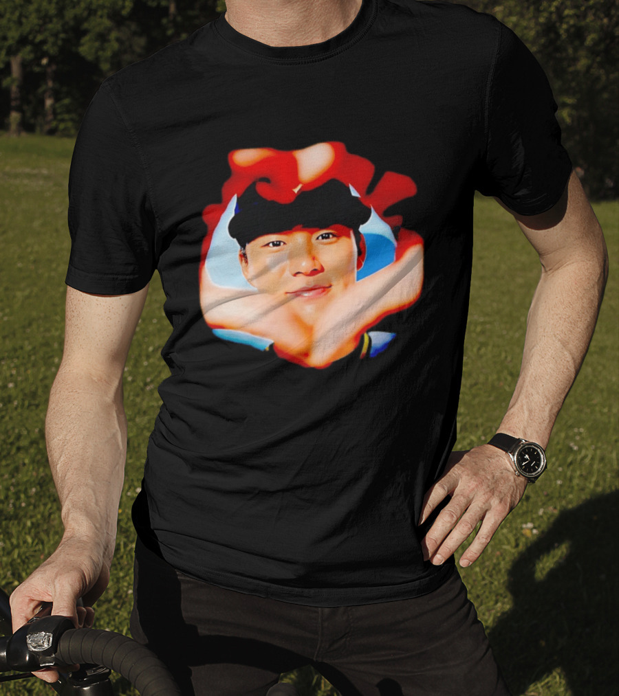 Yoshinobu Yamamoto Los Angeles Dodgers Heart Hand Photo T-Shirt