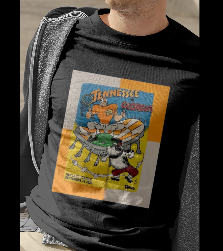Tennessee Vs Georgia Neyland Stadium September 13 2025 Cartoon Bulldogs Volunteers T-Shirt